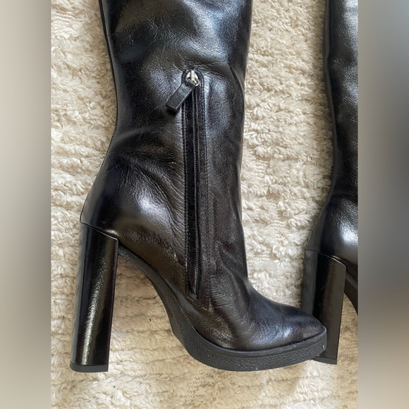 Zara Over the Knee leather Boots size 8 faux shearling interior - Picture 8 of 16